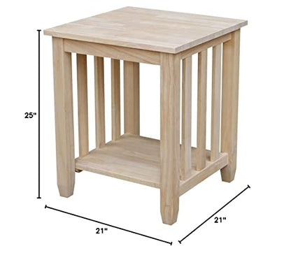 International Concepts Mission Tall End Table, Unfinished - WoodArtSupply