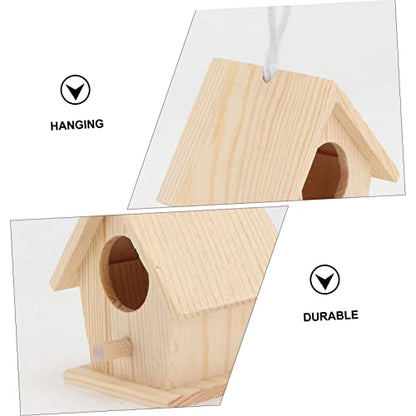 Yardwe 3Pcs Bird nest Decoration Wooden Decorative Birdhouse Hanging Wooden House Hanging Bird Wooden Hanging House Unfinished Wood Birdhouse