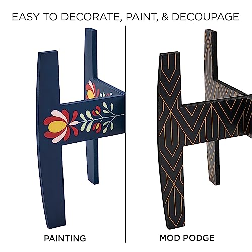 Plaid Plant Stand, Konnectz Unfinished Reversible, Easy to Assemble Wood Surface Perfect for DIY Arts and Crafts Projects, 61802 Plaid