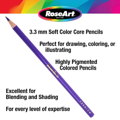 RoseArt Premium 72ct Colored Pencils – Art Supplies for Drawing, Sketching, Adult Colors, Soft Core Color Pencils 72 Pack, multi RoseArt