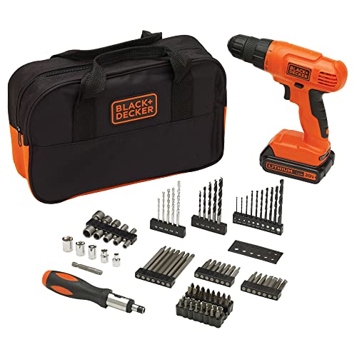 BLACK+DECKER 20V MAX* POWERCONNECT Cordless Drill Kit + 100 pc. Kit (BDC120VA100), Orange - WoodArtSupply