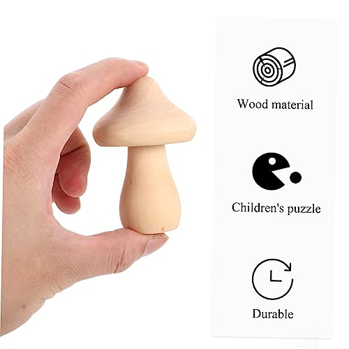 Yardwe 10pcs Wooden Mushroom Unfinished Wooden Peg Doll Micro Landscape Accessories Wood Carved Mushrooms Garden Wooden Mini Wood Mushrooms Mini Yardwe