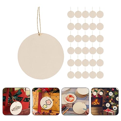 Zerodeko 1 Set Wooden Slices Label Pendant Unfinished Wood Slices Craft Pendant with Hole Decorations Set Wood Chips Wooden Christmas Decorations Zerodeko