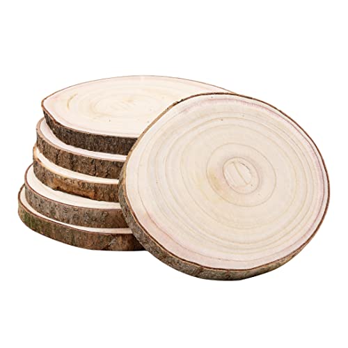 FORACKS Natural Round Wood Slices 6 Pack 8-9 inches Unfinished Wood kit Circles DIY Crafts Wood Ornament Discs FORACKS