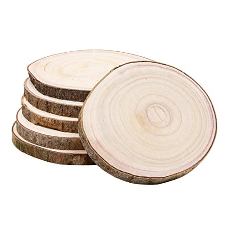 FORACKS Natural Round Wood Slices 6 Pack 8-9 inches Unfinished Wood kit Circles DIY Crafts Wood Ornament Discs FORACKS
