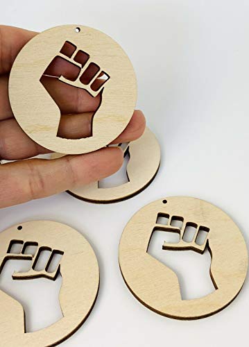 ALL SIZES BULK (12pc to 100pc) Unfinished Wood Laser Cutout AFRICA FIST Dangle Earring Jewelry Blanks Charms Shape Crafts Made in Texas Texan Wood Crafts