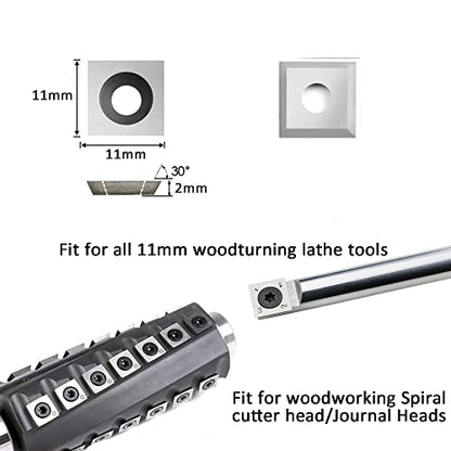 CDBP 11mm Square Straight Carbide Inserts for woodturning, 11×11×2.0mm Replacement Cutter for Woodworking Fits Spiral Helical Planer Cutter Head or - WoodArtSupply