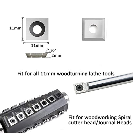 CDBP 11mm Square Straight Carbide Inserts for woodturning, 11×11×2.0mm Replacement Cutter for Woodworking Fits Spiral Helical Planer Cutter Head or CDBP