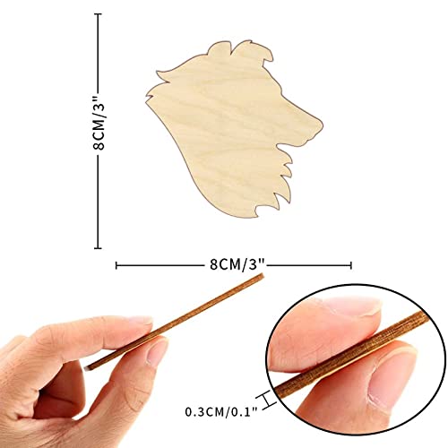 Collie Dog Head Wood Craft Unfinished Wooden Cutout Art DIY Wooden Sign Inspirational Wall Plaque Rustic Wall Art Hanging Decor for Living Room Arupkeer