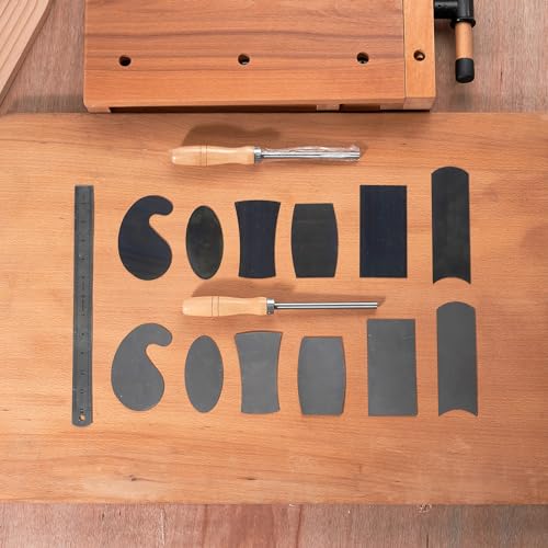 HERMIT TOOLS Cabinet Scraper Burnisher with 6 Piece Multi-Shaped Scraper Set 1 Oval 2 Double Convex/concave 1 Rectangle 1 Curved and 1 Gooseneck HERMIT TOOLS