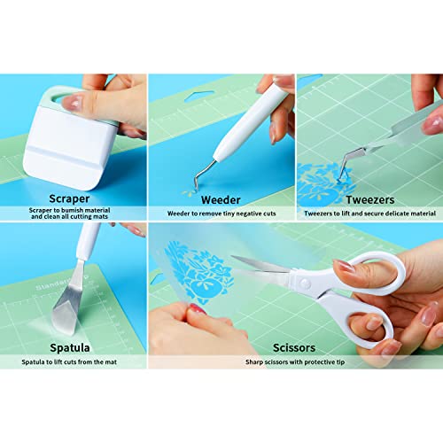 Ecraft Vinyl Weeding Tool Set: Vinyl Weeding Craft Basic kit 5 Pieces Including Tweezers & Spatula & Weeders & Scraper & Scissor for ecraft