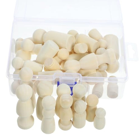 Tofficu Unfinished Wooden Peg Dolls, 36pcs Peg People Doll Bodies Wooden Figures Decorative Peg Doll People for Kids DIY Art Craft Painting Peg Game Tofficu