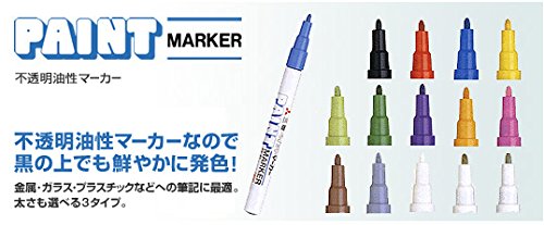 Uni-paint oil based paint marker 5 bold pens bundle set , multi surface marking pen (px-30) broad point white colour - WoodArtSupply