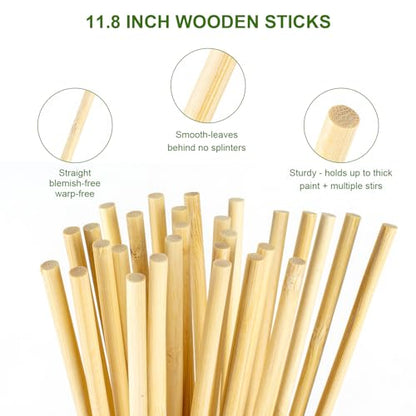 30PCS Wooden Dowel Rods, 1/4 x 12 Inch Round Unfinished Bamboo Dowel Rods, Wood Crafts Sticks Doweling Rods for Crafts and DIYers Arts Projects