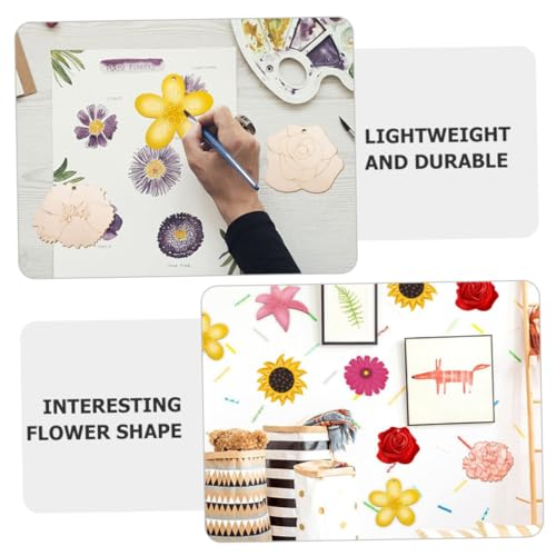 Gogogmee 1 Set Painting Flower Wood Piece Wooden Flower Discs Crafts Unfinished Wood Slices Wood Cutouts Shapes Kids Arts and Crafts DIY Painting Gogogmee