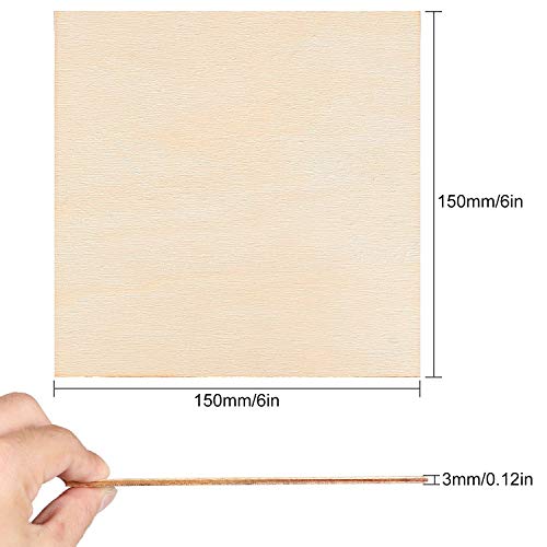 CertBuy 50 Pcs Unfinished Wood Pieces 6 x 6 Inch Square Blank Wood Natural Wooden Squares Cutouts for DIY Crafts, Painting, Staining, Carving, CertBuy