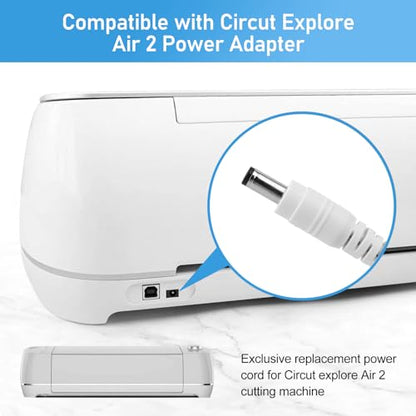 Power Adapter for Cricut Explore air 2 and Cricut Maker Cutting Machine, DC18V 3A Charger Power Cord Compatible with Cricut Expression - WoodArtSupply