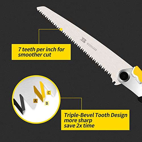 BOSI TOOLS 8 Inch Folding Saw SK5 Blade Heavy Duty Portable Foldable Hand Pruning Saw Handsaw with Triple-bevel Razor Teeth for Camping Pruning - WoodArtSupply