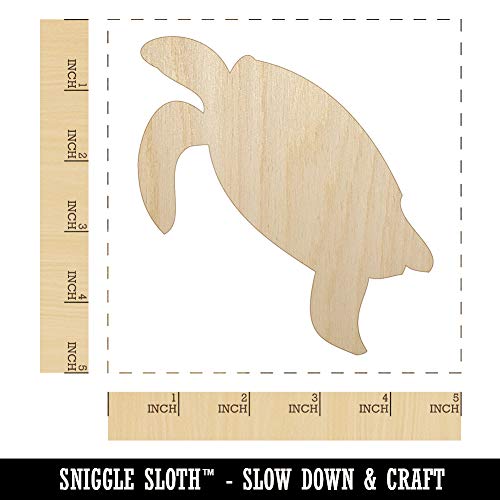 Turtle Swimming Solid Unfinished Wood Shape Piece Cutout for DIY Craft Projects - 1/4 Inch Thick - 4.70 Inch Size Sniggle Sloth