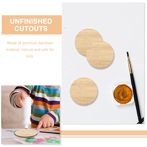 COHEALI 20pcs Round Bamboo Craft Bamboo Tag Unfinished Wooden Cutouts Blanks Round Disc Wood Graffiti Slices Christmas Wooden Cutouts Round Wood Slab COHEALI