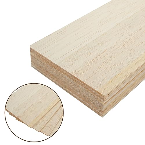 24 Pack Unfinished Basswood Sheets, 12 x 4 x 1/12 Inch Thin Plywood Wood Sheets, 2 mm Thick Basswood Sheets for Crafts, DIY Ornaments, Models SHUESS