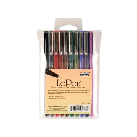 Uchida of America 10-Piece 0.3 Point Size Le Drawing Pen Set Art Supplies, Paquete de 1, Dark UCHIDA