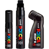 Posca - Broad Nib Paint Marker Pens Set - MOP'R, PC-17K, PC-8K - Black Ink - Pack of 3 Posca