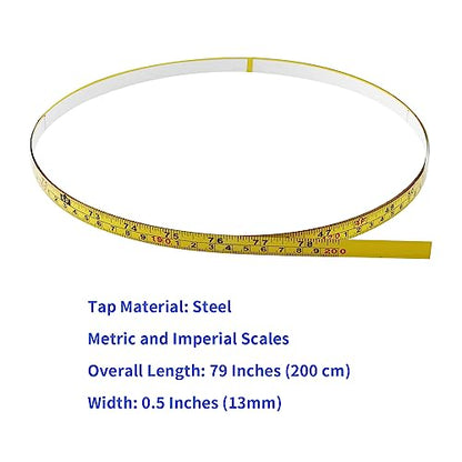 Steel Self-Adhesive Measuring Tape, Imperial and Metric Scale Ruler Sticker, 78-Inch Left to Right Reading Tape Measure Sticker for Workbench, - WoodArtSupply