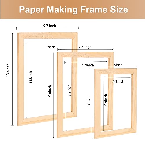 Caydo 3 Pieces Paper Making Kit, Including Paper Making Screen, Mould and Deckle with Mesh, Absorbent Sponge, Dried Flowers and Paints, 5 x 7 Inch,