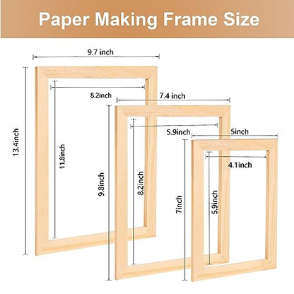 Caydo 3 Pieces Paper Making Kit, Including Paper Making Screen, Mould and Deckle with Mesh, Absorbent Sponge, Dried Flowers and Paints, 5 x 7 Inch,