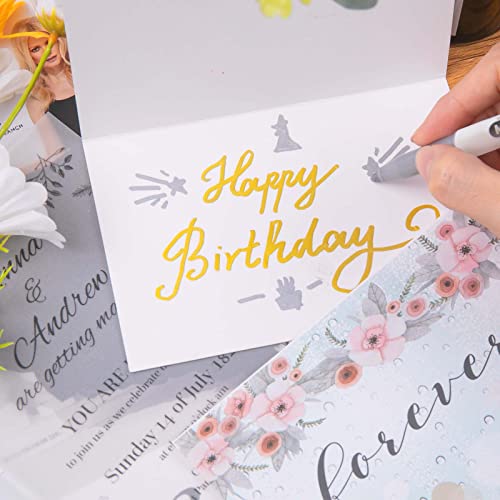 JR.WHITE Metallic Markers Pens, Silver and Gold Paint Pens, Value Set of 12 Metallic Pens for Black Paper, Glass, Rock Painting, Halloween Pumpkin, JR.WHITE