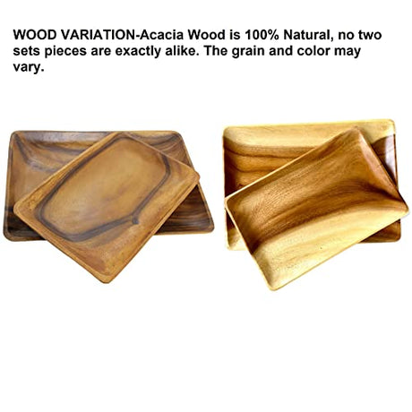Wrightmart Wooden Trays, Set of 2, Decorative Rustic Food, Fruit, and Snack, Charcuterie-Appetizer Servers – Perfect Kitchen, Ottoman or Coffee Table WRIGHTMART