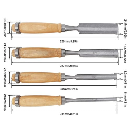 Omninmo 4PCS Carpenter Engraving Chisel Set Semi-Circular Woodworking Chisel Carving Chisel Chrome Vanadium Steel Carpenter Wood Carving DIY Gouge - WoodArtSupply