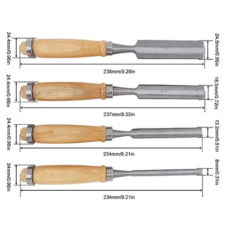 Omninmo 4PCS Carpenter Engraving Chisel Set Semi-Circular Woodworking Chisel Carving Chisel Chrome Vanadium Steel Carpenter Wood Carving DIY Gouge Omninmo