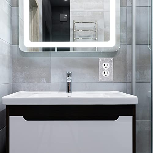 Outlet Covers.2 Pack Shiny Rhinestones Wall Plate Rhinestones Light Switch Cover Decorative Bling Switch Cover Crystal Outlet Covers Decorative Wall Mozeat Lens