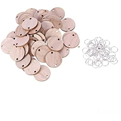 50pcs Wood Planks for Craft Calendar Wood Chips Blank Gift Tags disc Wall Birthday Board Farmhouse Decor Wood Hearts DIY Calendar Slices Family Wall Veemoon