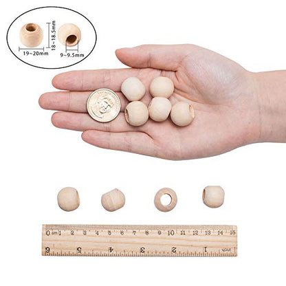 PH PandaHall 120pcs Wooden Beads 20mm Natural Wood Beads Wooden Spacer Beads Macrame Beads Wooden Loose Beads for Christmas Tree Wreath Necklace