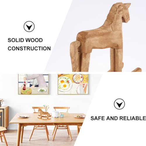 VOSAREA 18x6x18cm Wooden Rocking Horse Table Decoration Craft Home Art Furnishing VOSAREA