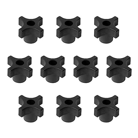 POWERTEC 5/16"-18 4 Point Knobs 10PK, Clamping Knobs with Steel Insert for T Track Bolts, Thumb Screw Threaded Knobs for T Track Accessories, Feather POWERTEC