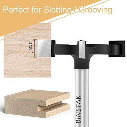 BINSTAK CNC Spoilboard Surfacing Router Bit 1/4 Inch Shank, Extra Large 1-1/2 Inch Cutting Diameter, Slab Flattening Router Bit Planing Bit Wood BINSTAK