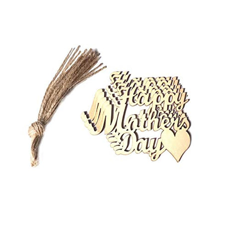 BinaryABC Happy Mother's Day Crafts Wooden Embellishments Wood Tags,Mother's Day Decorations Supplies,10Pcs BinaryABC
