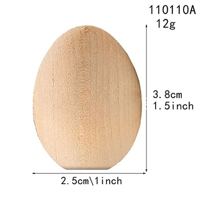 UUYYEO 10 Pcs Unpainted Wooden Eggs Unfinished Easter Wood Craft Eggs Flat Bottom Fake Eggs for Easter Small - WoodArtSupply