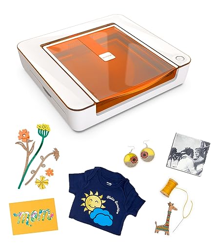 Glowforge Aura Craft Laser Cutter - Just a click to print gifts, cards, decor, & more. Hundreds of materials like wood, acrylic, even chocolate. Glowforge