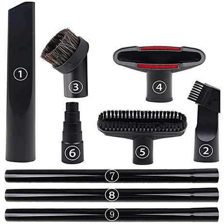 ANBOO Vacuum Attachments Set, 1 1/4 inch Vacuum Accessories Cleaning Kit Hardwood Floor Brush Attachments Extension Wands with Standard Hose Adapter, ANBOO
