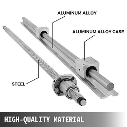 Happybuy Linear Rail, Ballscrew x 3, RM1605-350mm 650mm 1050mm x 2 Linear Rail Support, 12 CNC Kit Linear Shaft Optical Axis - WoodArtSupply