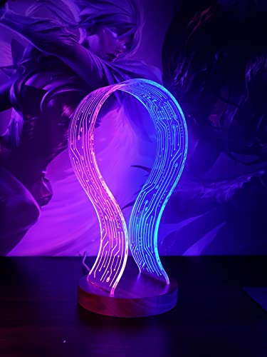 YuanDian Headphone Stand, Walnut Wood Headset Holder with Blue Pink LED Night Light for Gamers, Men, and Music Lovers - Perfect Desk Gift Idea - WoodArtSupply