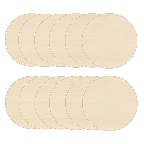 HILELIFE Wood Rounds for Crafts 6 Inch - 12 Pack Wood Round, Unfinished Wood Circles for Crafts, Round Wooden Discs, Circle Wood Sign Blank HILELIFE