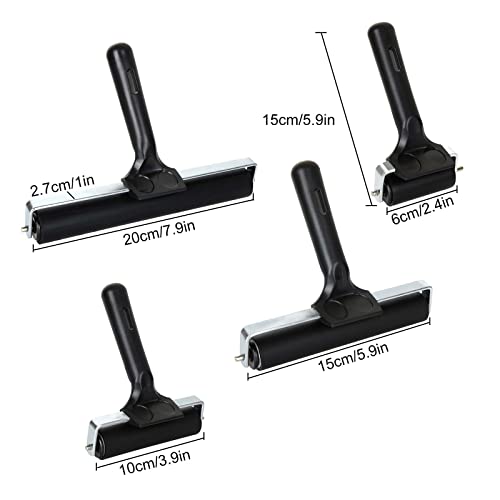 ZOEYES 4 Pack Rubber Brayer Roller, Vinyl Rubber Brayer, Ink Printmaking Roller Tool for Crafting, Painting, Ink Paint Block Stamping, Wallpapers, ZOEYES