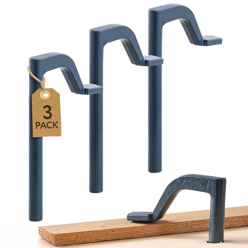 [3 Pack] Hold Fast Bench Dog Hole 8 Inch Wood Clamps - Steel Clamps for Woodworking Tools with 3.5” Reach - Woodworking Clamps for ¾” Bench Dog Holes - WoodArtSupply