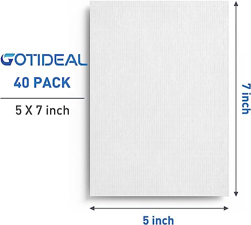 GOTIDEAL Bulk Canvases for Painting, 5 x 7 inch Value Pack of 40, Gesso Primed White Blank Canvas Boards - 100% Cotton Art Supplies Canvas Panel for - WoodArtSupply